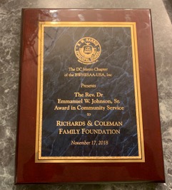 2018 Rev. Dr. Emmanuel Johnson Sr. award for Community Service